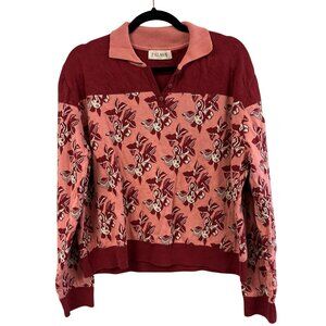 Palava Red Floral Sweater Aila Knitted Top Pink Sloes Size XL Organic Cotton
